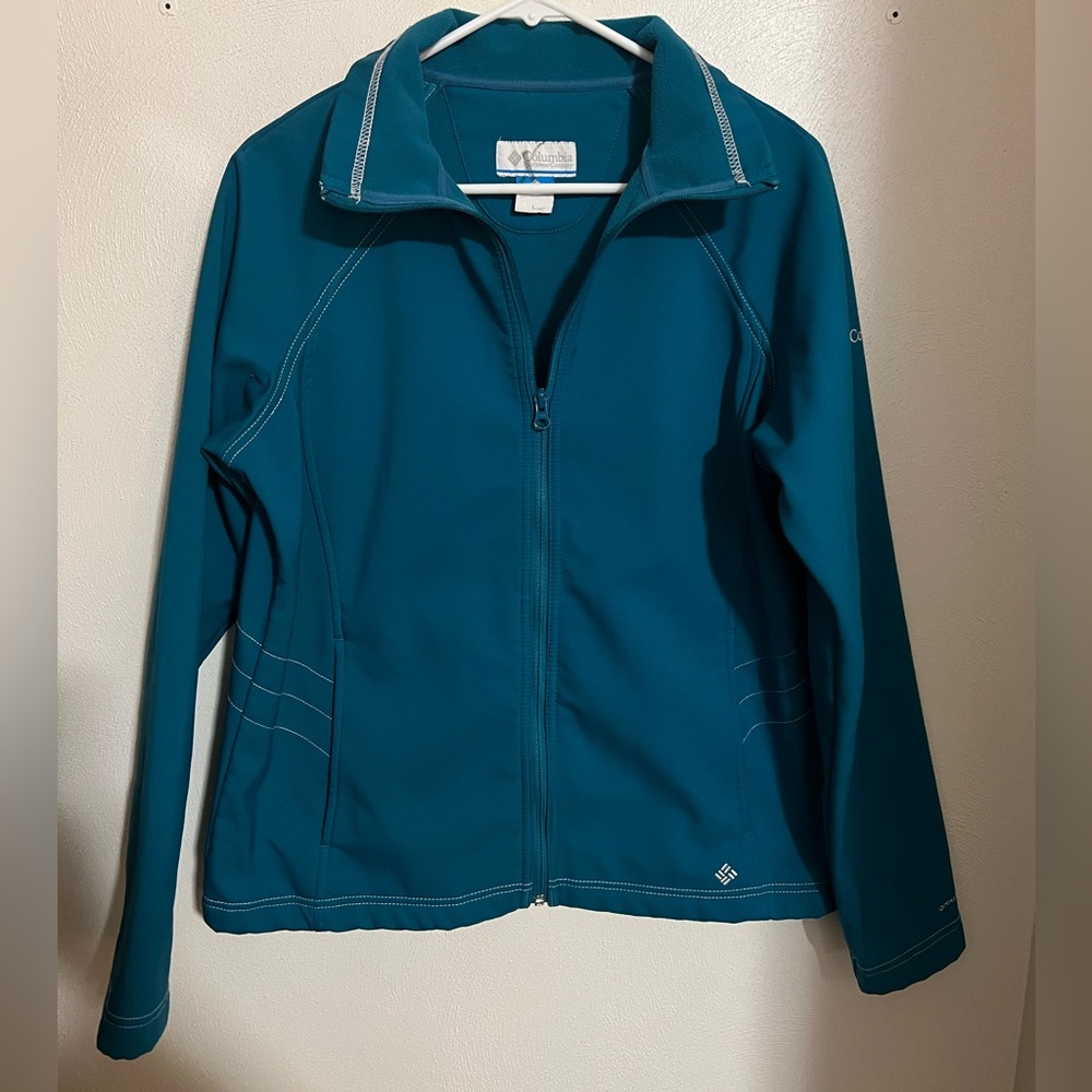 COLUMBIA Classic Soft Shell Full Zip Midweight Omni Shield Jacket Teal Women's L